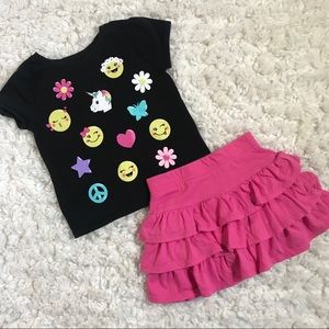 Garanimals Size 3t Emoji & Ruffled Skirt Outfit